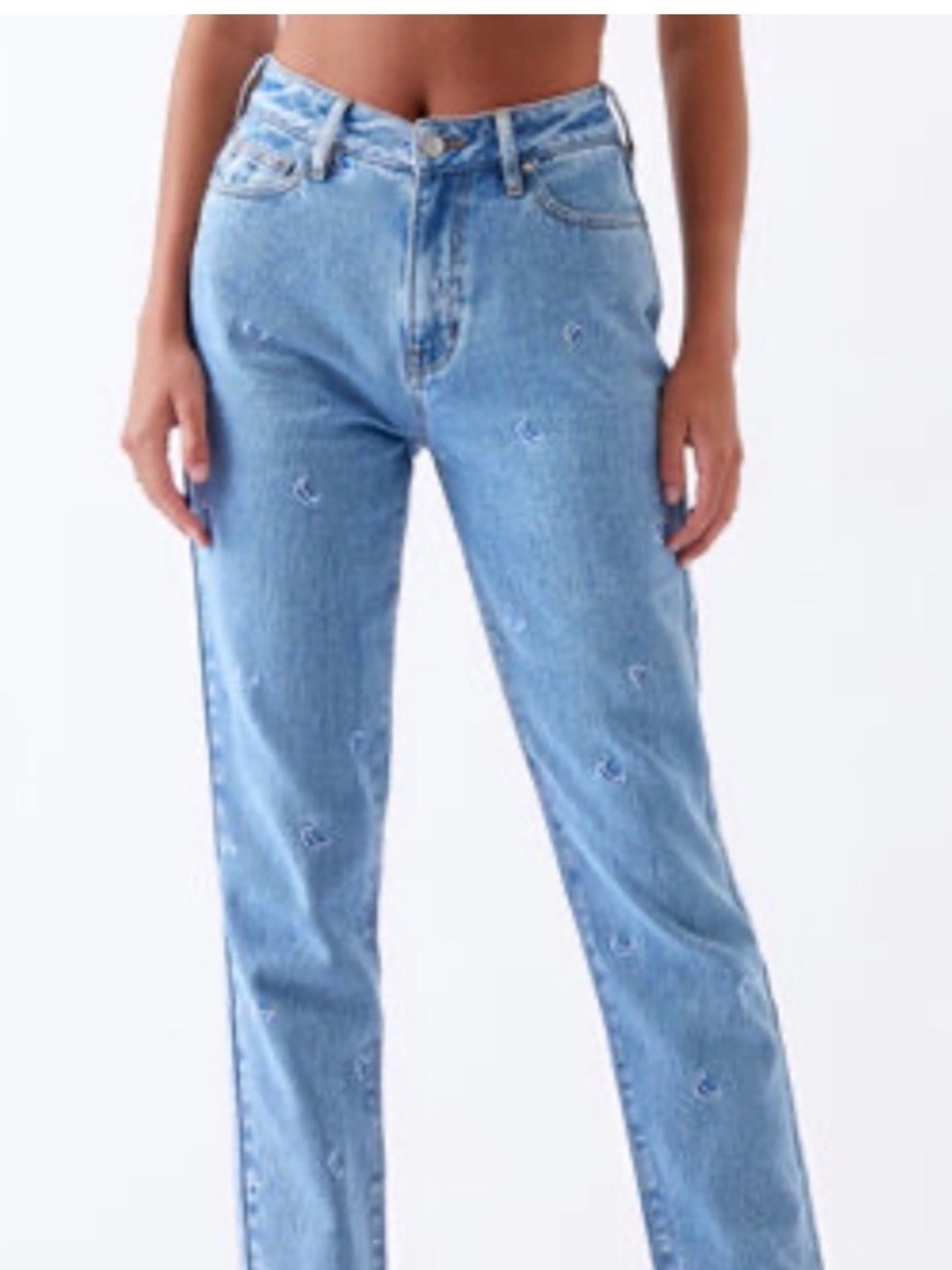 PacSun Light Wash Moon Embroidered Women's Jeans
